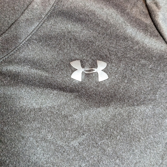 Under Armour WMNS Grey V Neck Athletic Fit Short Sleeve Sports Workout - Picture 5 of 8
